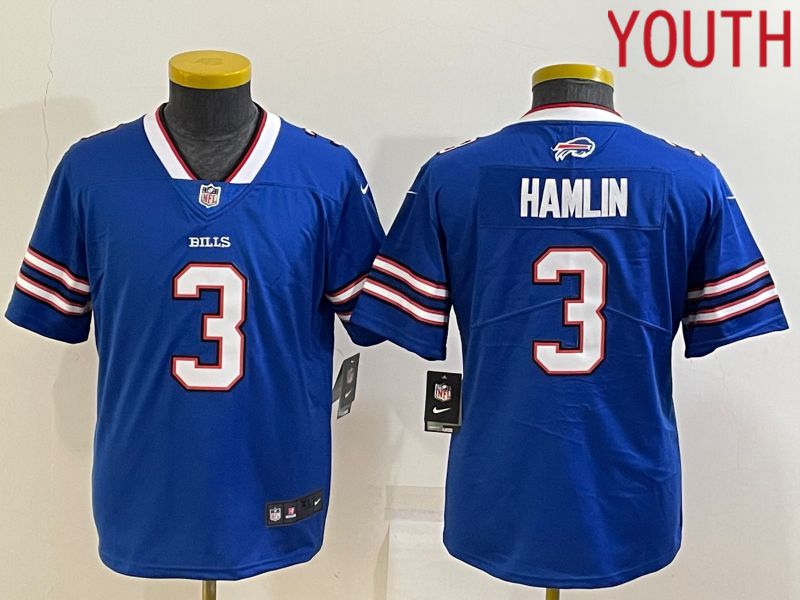 Cheap Youth Buffalo Bills 3 Hamlin Blue 2022 Nike Limited Vapor Untouchable NFL Jersey
